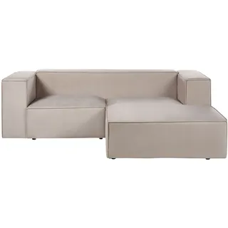 BELIANI Ecksofa Taupe Samt L-förmig 2-Sitzer Sofa mit Chaiselongue Linksseitig Wohnzimmermöbel Modern Wohnzimmer Ausstattung Wohnecke Sitzecke - Beige