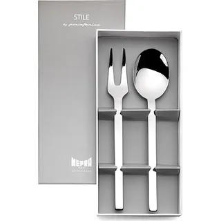MEPRA Stile 2 tlg Set Servierbesteck Gabel Löffel Servierlöffel Edelstahl Neu - Schwarz