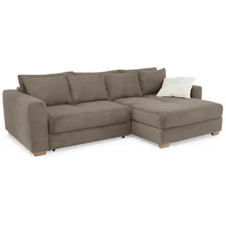 luma-home Ecksofa-Dauerschläfer Federkern Bettkasten, seitenverkehrt montierbar B288/T186/H86 cm, Liegefl. 153x245 cm, Cord Braun Taupe / 15155 , Textil , Füllung: Polyurethan (Pur) , Ottomane links, L-Form, seitenverkehrt montierbar, Ottomane rechts, links montierbar,L-Form , 288x186 cm , Wohnzimmer, Sofas & Couches, Wohnlandschaften, Ecksofas