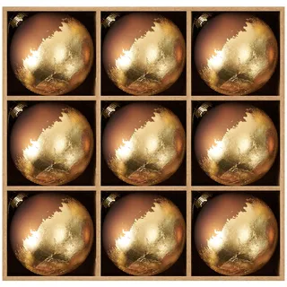DN DECONATION 9 Weihnachtskugeln Braune Christbaumkugeln Glas mit Goldfolie | 8cm, Rustikaler Weihnachtsbaumschmuck für Weihnachtsbaum Deko, Farmhouse Stil Winterdekoration