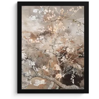 MuchoWow Poster MIT Rahmen Mandelblüte - Kunst - Van Gogh - Beige - Abstrakt Bilderrahmen 30x40 cm , Braun , Papier , Rechteckig , 30x40 cm , gerahmt , Bilder & Rahmen, Bilder, Leinwandbilder