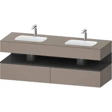 Duravit Qatego Einbauwaschtisch mit Konsolenwaschtischunterbau, 1600x550x600mm, Nische Graphit Matt, Doppelwaschtisch, QA4797049, Farbe: Basalt Matt/mit Nischenbeleuchtung