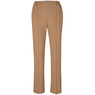 Schlupfhose GOLDNER "Kurzgröße Jersey-Schlupfhose Martha", Damen, Gr. 19, K-Gr, braun (camel), Obermaterial: 68% Viskose CV. 27% Polyamid PA. 5% Elasthan EL., Hosen Schlupfhose