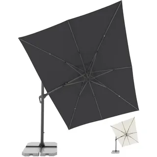 Doppler großer Pendelschirm Jack 400x300cm Anthrazit I Sonnenschirm für Terrasse I Ampelschirm neig- und schwenkbar I Kurbelschirm UV-beständig aus Aluminium I Multifunktions-Pendelschirm
