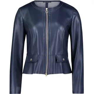 Kurzblazer BETTY BARCLAY "Kurzblazer mit Reißverschluss", Damen, Gr. 40, blau (dunkelblau), Obermaterial: 50% Polyurethan PU. 50% Polyester PES., Blazer Kurzblazer