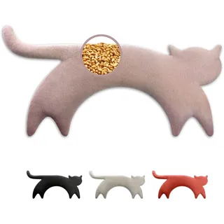 LESCHI Körnerkissen für Mikrowelle - anschmiegsames Wärmekissen aus 100% natürlicher Bio Baumwolle & Bio Weizen - ideal gegen Verspannungen an Nacken, Schultern und Hals - Katze, Rosa