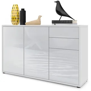 Vladon Kommode Weiß Hochglanz Holzwerkstoff, 117x74x36 cm, Wohnzimmer, Kommoden, Kommoden