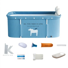 HWGING Faltbare Badewanne,120x60CM Mobile Tragbare Badewanne Faltbare Badewanne,Tragbarer Badewanne Faltwanne Eimer Kit Einweichen Stehende Badewanne Familie Badezimmer SPA Badewanne (Blue - b)