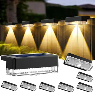 Solpex Solar-Zaunleuchten für den Außenbereich, 8 stück solarbetriebene Terrassenleuchten für den Außenbereich, wasserdicht für Treppen, Hinterhof, Terrasse, Geländer, Stufen (warmweiß)