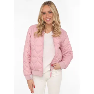 Bomberjacke ZWILLINGSHERZ "Be Happy", Damen, Gr. XXL, rosa, Steppware, Obermaterial: 100% Polyester, regular fit kurz, angesetztes Bündchen, Jacken Bomberjacke, modisch, Kontrastdetails, regular fit, langärmelig, mit Herzsticker, Topseller