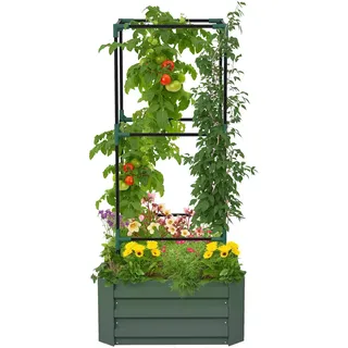 Outsunny Hochbeet mit Rankhilfe 61 x 46,99 x 140 cm Grün