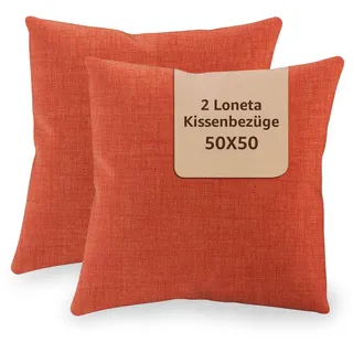SONIT - Kissenbezug 50x50 cm - Sofa Kissen, Deko Kissenbezüge für Wohnzimmer und Schlafzimmer - 2er-Set - Made in Italy - Orange