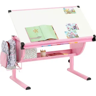CARO-Möbel Kinderschreibtisch Sari 111 x 93 x 60 cm Holzwerkstoff Metall rosa/weiß