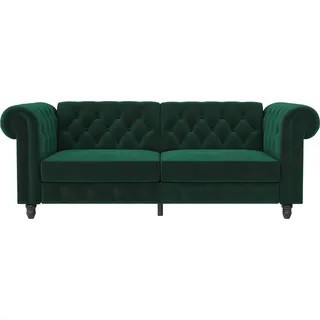 Dorel Home 3-Sitzer »Felix, Schlafsofa 236 cm, (Liegefläche 108x190cm), Rückenlehne«, 3-fach verstellbar, Velours, Kunstleder, Luxus-Microfaser Vintage, grün