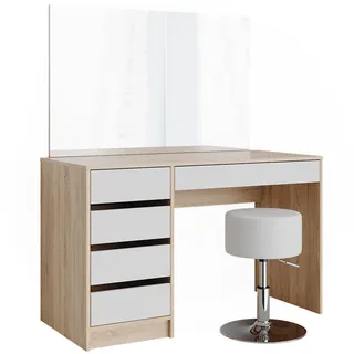 Vicco Schminktisch-Set Vicco Sherry Weiß/Sonoma 120 cm mit Hocker, Model 36880 - Weiß, Braun