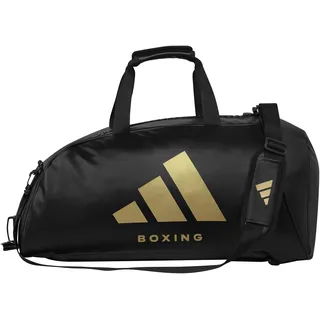 Sporttasche ADIDAS PERFORMANCE "2in1 Bag PU Boxing" Gr. L, schwarz (schwarz, gold), Taschen, B/H/T: 72cm x 34cm x 34cm L, Kunstleder, Sporttasche, Adidas Logo, B:72cm H:34cm T:34cm