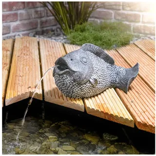 esotec Solar Wasserspeier Set Fisch, Teichpumpe, Teichfigur Gartenfigur Gartenstatue, Tauchpumpe, Gartenbrunnen, Wasserspiel Springbrunnen für außen Outdoor, Vogeltränke H=22cm 101665