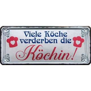 Viele Köche verderben die Köchin Küche 28x12 Deko Blechschild 2060