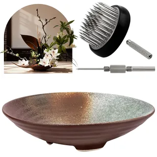 Meiwlong Japanische Ikebana Schale für Stecker Blumenarrangements, Ikebana Keramik Blume Vase Kit (Jahrgang)