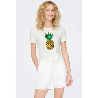 ONLY Kurzarmshirt »ONLKITA LIFE S/S FRUIT KNOT TOP BOX JRS«, weiß