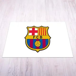 Licensed Décor FC Barcelona Matte – klein (70 cm (B) x 100 cm (H) – farbiges Wappen auf Weiß