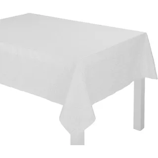 Tischdecke WIRTH "Westport" Gr. 4, weiß, B:190cm L:130cm, Polyester, Tischdecken, Tischdecke, Made in Germany, Jacquard Dekostoff, Blatt-Design, Pflegeleicht