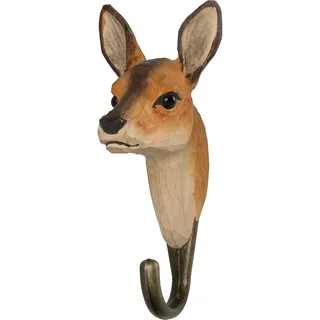 WILDLIFEGARDEN Wildlife Garden WG507 Haken Reh - Handgeschnitzter Tierhaken aus Holz und Metall - Sammlung Europäische Tiere