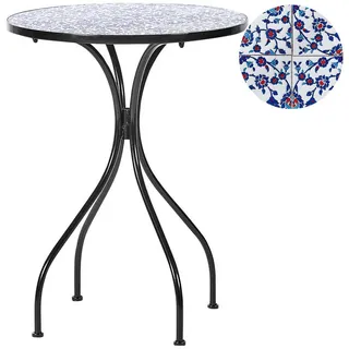 Beliani Camprena Gartentisch Ø 60 x 75 cm Schwarz/Blau/Weiß