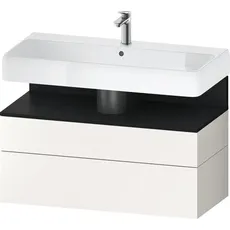 Duravit Qatego Waschtischunterbau, 1 Auszug und 1 Schublade, 990x470x590mm, Nische Eiche Schwarz, QA4395016, Farbe: Weiß Supermatt/mit Nischenbeleuchtung