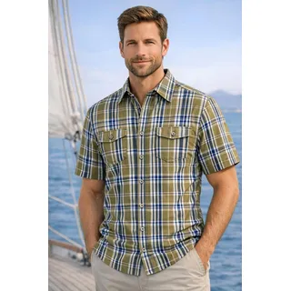 Karohemd MAN'S WORLD, Herren, Gr. XL (43/44), N-Gr, grün kariert, Web, Obermaterial: 100% Baumwolle, kariert, bequem normal, Hemden Karohemd, Kurzarm, für Casualmode, Basic, Frühling und Sommer, aus Baumwolle, Topseller