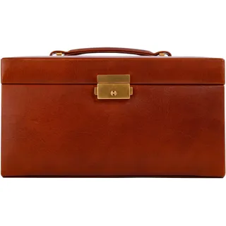 Time Resistance Leder Schmuckkästchen - Braun Schmuckaufbewahrung - Schmuck Verstauen - Schmuckkasten mit Spiegel - Schmuck Organizer mit Vielen Fächern - Jewelry Box