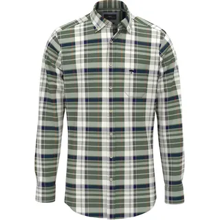 Langarmhemd FYNCH-HATTON, Herren, Gr. S, N-Gr, grün (schwarz emerald), Web, Obermaterial: 100% Baumwolle, kariert, regular fit taillenbedeckt, ohne Ausschnitt, Bündchen, Hemden Langarmhemd, mit Karomuster