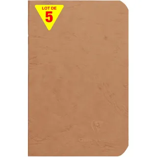 Clairefontaine 73416Cpack - Packung 5 Heft - Notizbuch geheftet, Age Bag, 9x14 cm, 48 Blatt, liniert, 90g, Tabakbraun, 1 Pack