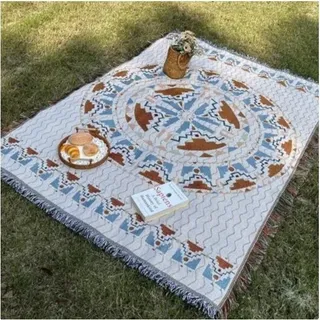 BOHO karierte Decke, doppelseitige Tagesdecke mit Quasten 130x180cm KOC15WZ3