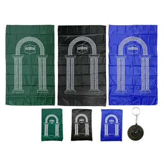 Anlising 3PCS Tragbare Muslimische Gebetsmatte,Tragbare Reise-Gebetsmatte mit Kompass,Tragbarer Islamischer Teppich,Wasserdichte Gebetsmatte,Muslim Gebetsteppich,Tragbar Licht Islam(Grün,Blau,Schwarz)