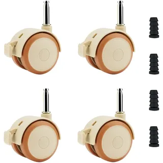 4 Lenkrollen Rollen mit Bremse, 50 mm Möbelrollen Klein Hartbodenrollen, | Lenkrollen für Kinderbetten Doppelrollen Mit Bremse Gummirollen, Kein Geräusch Lenkrollen Möbelrollen für Kindermöbel