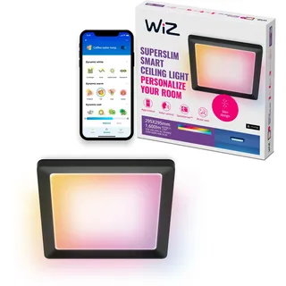 WiZ smarte Deckenleuchte - Schlankes quadratisches Design,mehrere Größen,Sprach- / App-Steuerung,Zeitplanung,funktioniert mit Google Home, Amazon Alexa und Apple HomeKit,Innenbeleuchtung, Schwarz/Weiß