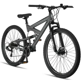 Licorne Bike Strong 2D Premium Mountainbike in 26, 27,5 und 29 Zoll Fahrrad für Jungen, Mädchen, Damen und Herren Scheibenbremse vorne und hinten - Shimano 21 Gang-Schaltung -