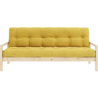 Schlafsofa KARUP DESIGN "KNOB", gelb (honey), B:205cm H:79cm T:95cm, Matratzenmaterialzusammensetzung: Futonmatratze mit Knopfheftung, Höhe 14 cm, aus recyceleten Mischfasern mit einem Kern aus 4 cm Schaumstoff. Matratzenfüllung: Baumwoll-Mix-Füllung 90-95% Baumwolle und 5-10% Polyester. Bezug: 100% Polyester, Sofas, Schlafsofa, mit Futonmatratze, verschiedene Farben, FSC-zertifiziert, Kiefer