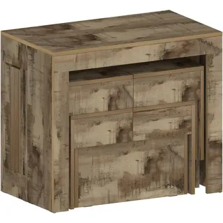 Tisch- und Stuhlset Dadamoni, Mehrzweckkomposition, Set mit Konsole und 2 ausziehbaren Bänken, 100 %  Italy, 66 x 25 x 45 cm, Ahorn - Braun