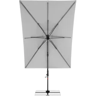 Doppler Ampelschirm , Hellgrau , Metall, Textil , 300x220 cm , 360° drehbar, regenabweisend, UV-beständig, wetterbeständig, LED-Beleuchtung , Sonnenschutz, Sonnenschirme