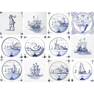 Fliesenaufkleber OTTO HOME "Maritim", blau (blau, weiß), B:15cm H:15cm, Fliesenaufkleber, Fliesenaufkleber, Stickerfliesen, selbstklebend, Sticker, 12er Set