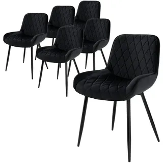 ML-Design Esszimmerstuhl Samt Schwarz 6er Set