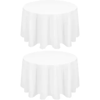 2 Stück Tischdecke Runde 177 cm, Runde Polyester Weiß Tischdecke, Flecken Knitterfeste Tischdecke,Waschbare Runde Tischdecken aus Stoff für Hochzeit, Bankett Party, Restaurant,Weihnachten
