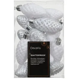 Kaemingk Pigne 12 Stück Weiß 9,5cm Breite 4,5cm Plastik Weihnachtskugeln