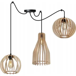 Moderne Holzdeckenhängelampe Mix Led - Schwarz