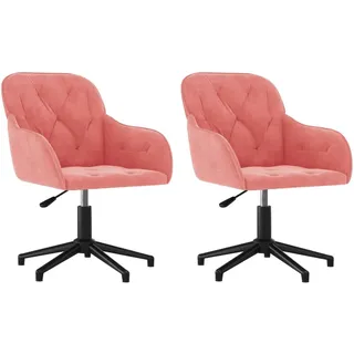 vidaXL Esszimmerstühle 2 Stk. Drehbar Rosa Samt - Rosa