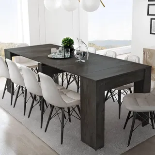 Dmora - Ausziehbare Konsole Maclodio, verwandelbar in Esstisch, platzsparend und ausziehbar bis 237 cm, 90-237x76,6x90 cm, Anthrazit