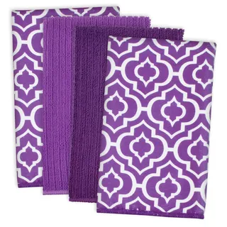 DII Reinigung, Waschen, Trocknen, Ultra saugstark, Gestreift Mikrofaser Dishtowel, 40,6 x 61 cm (Set von 4) – Grau Streifen Geschirrtuch Eggplant Lattice