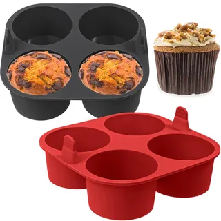 Muffinform Groß Airfryer Silikonform für Heißluftfritteuse 2 Stück 8cm | Silikonformen Airfryer Muffinförmchen Muffin Backform Air Fryer Silikon Muffin Form für Cupcakes, Kuchen, Pudding